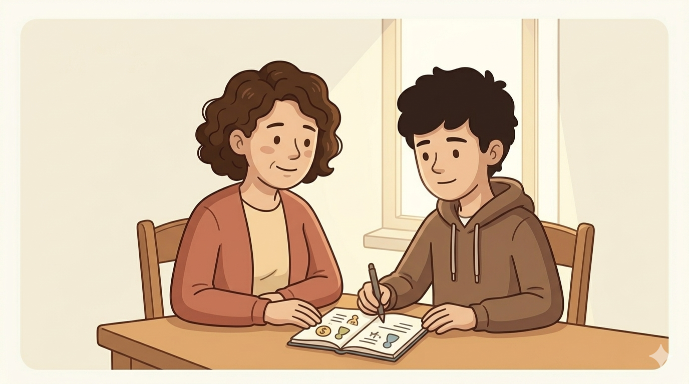 Parent and teen having a real conversation about money